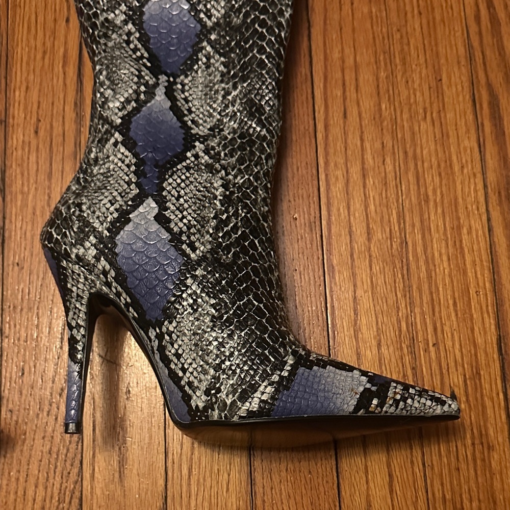Cape Robbin Black and Gray Snakeskin Over-the-Knee Boots - Picture 2 of 5